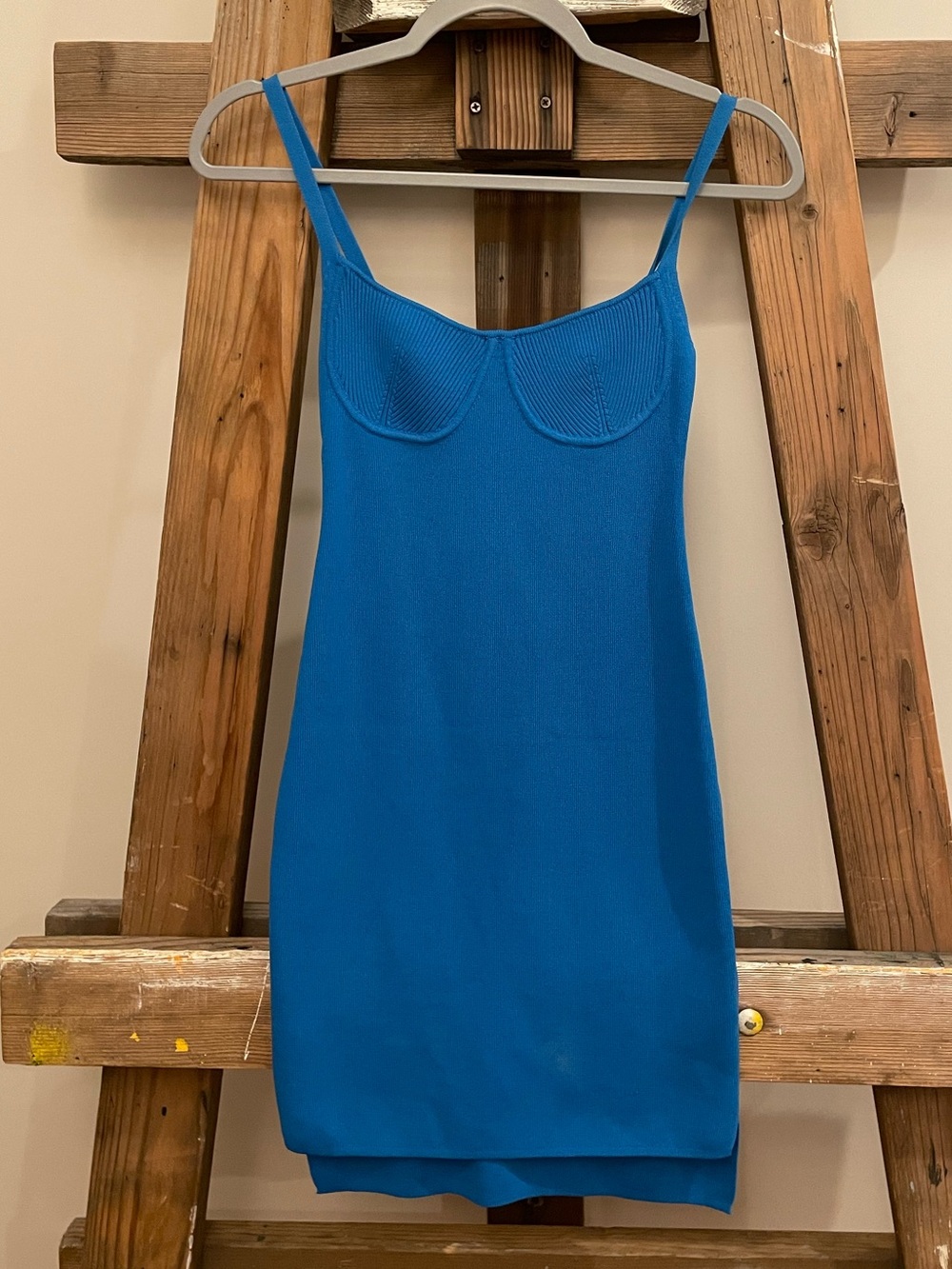 Sleek Blue Knit Slip Dress